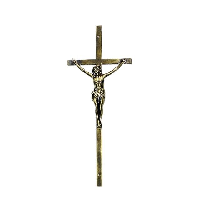 55*17cm France Type Coffin Metal Crucifix Antique Brass For Coffin Lid Decoration