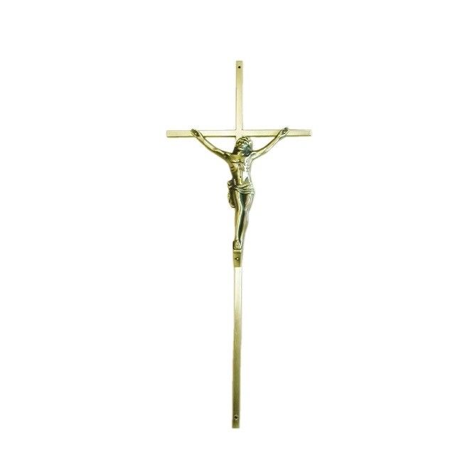 55*17cm France Type Coffin Metal Crucifix Antique Brass For Coffin Lid Decoration